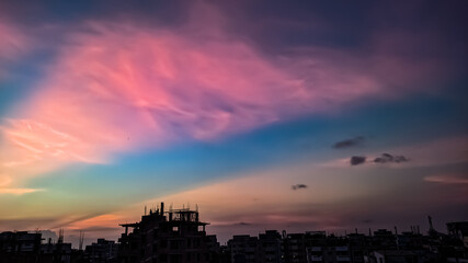 sunset over the city