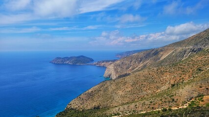 Obraz premium Greece. View of the bay from the road to Mitros