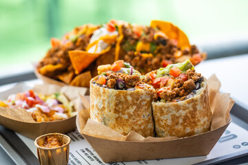 Mexican food in a street cafe prepared for eating
