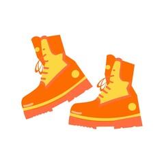 Orange and yellow high boots Flat vector icon illustration