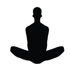 Yoga pose silhouette vector illustration isolated on white background. Meditation yoga icon. Yoga pose.