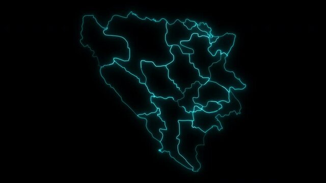 Animated Outline Map of Bosnia and Herzegovina with Cantons