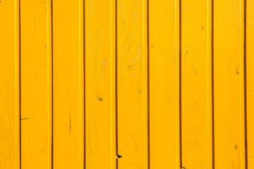 Vintage yellow wood background texture with knots and nail holes. Old painted wood wall