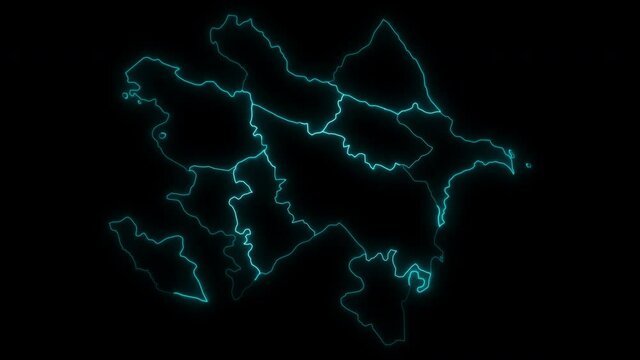 Animated Outline Map of Azerbaijan with Regions