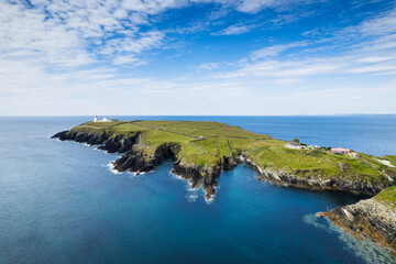 Aerial view of Galley Head Lighthouse in Rathbarry near Rosscarbery, County Cork, on the south...
