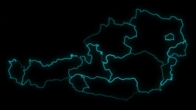 Animated Outline Map of Austria with States