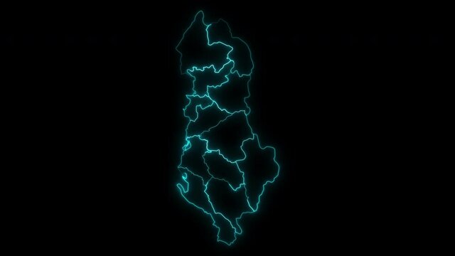 Animated Outline Map of Albania with Counties