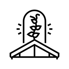gardening on house roof line icon vector. gardening on house roof sign. isolated contour symbol black illustration