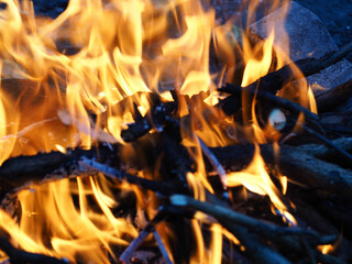 orange blazing fire close. orange background flame