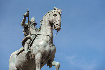 Fototapeta na wymiar Philip III on horseback in the Plaza Mayor, Madrid, Spain