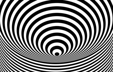 Black and white hypnotic optical Illusion background