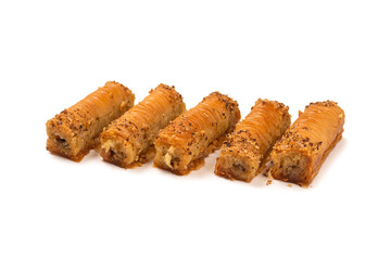 Delicious sweet baklava isolated on white background.