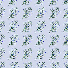 Field flower pattern. Colorful graphic. Natural theme. Changeable background. Idea for decors, gifts, templates, papers, covers, wallpapers. Isolated vector on blue. 