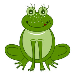 Frog icon. Colorful graphic sketch. Cartoon. Children theme. Idea for decors, logo, covers, holidays, gifts, art, celebrations, birthday. Isolated vector. 