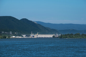Hydropower plant on the Danube river, in Romania. Iron gates.ates.