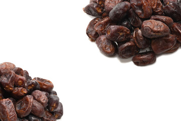 Dried dates isolated on white background.