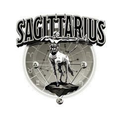 Astrology zodiac Sagittarius horoscope symbol in circle