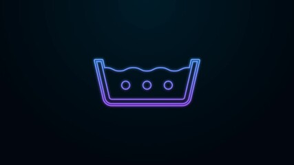 Glowing neon line Washing under 50 degrees celsius icon isolated on black background. Temperature wash. 4K Video motion graphic animation