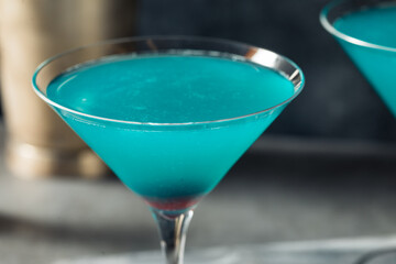 Boozy Refreshing Blue Martini Cocktail