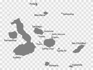 Foto op Canvas Blank map Galapagos  in gray. Every Island map is with titles. High quality map of  Galapagos Islands on transparent background for your  design.  Ecuador. EPS10. © katarinanh