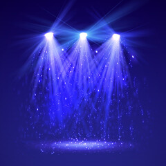 Spotlight on stage with smoke and light.