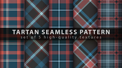 Set tartan textile seamless pattern.