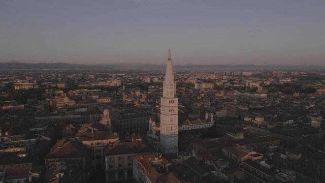 Aerial footage drone sunset view of Modena Square PALAZZO DUCALE PALACE italy // no video editing
