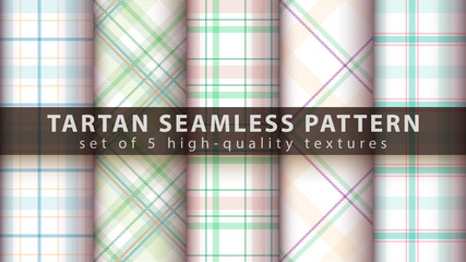 Set tartan textile seamless pattern.