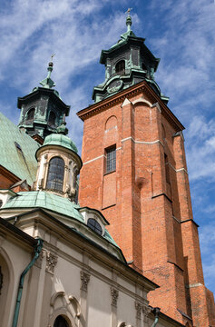 Cathedral in Giezno, Poland. Old town sacred buildings, architecture of the first polish capital.  