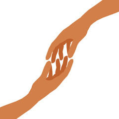 There’s a hand trying to reach another one’s hand. Concept about care, donations, helping, sharing, hope and etc.