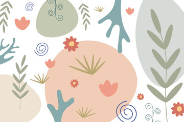 Naklejka premium Vector colorful floral background - hand drawn delicate design. Painting pattern. Abstract trendy print. Vector illustration