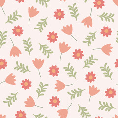 Colorful seamless floral pattern - hand drawn trendy design. Delicate vintage background. Vector illustration. Textile endless print