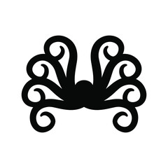 Squid tentacles logo template with geometric swirl line art illustration in flat design monogram symbol