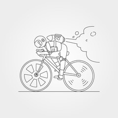 Obraz premium astronaut riding bicycle line art vector symbol illustration design, astronaut sketch idea