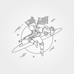 vector of american astronaut with gun background symbol illustration design