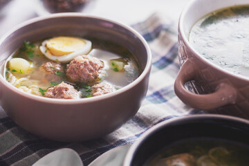 a plate of diet soup on the table