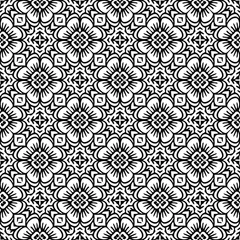 Fototapete floral seamless pattern background.Geometric ornament for wallpapers and backgrounds. Black and white pattern.  © t2k4