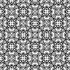 floral seamless pattern background.Geometric ornament for wallpapers and backgrounds. Black and white pattern. 
