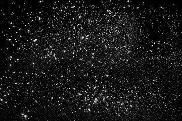 White powder isolated on black background and texture