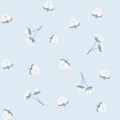 seamless pattern of cotton on blue background
