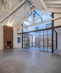 Empty industrial style loft in wharehouse