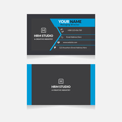 Modern Business Card Print Templates. Personal Visiting Card With Company Logo. Business Card Design Vector Illustration Stationery. Double Sided Business Card Flat.