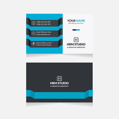 Modern Business Card Print Templates. Personal Visiting Card With Company Logo. Business Card Design Vector Illustration Stationery. Double Sided Business Card Flat.