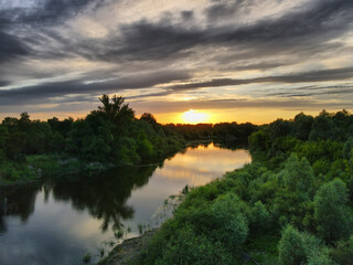 Fototapeta na wymiar Seim river Ukraine. View from the drone.