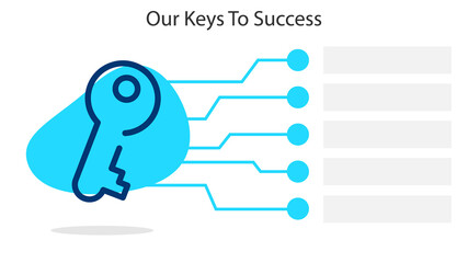 Our Keys To Success slide template. Clipart image