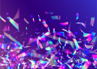 Iridescent Background. Shiny Flyer. Laser Celebrate Decoration. Kaleidoscope Effect. Violet Retro Tinsel. Fantasy Art. Glamour Foil. Birthday Sparkles. Purple Iridescent Background