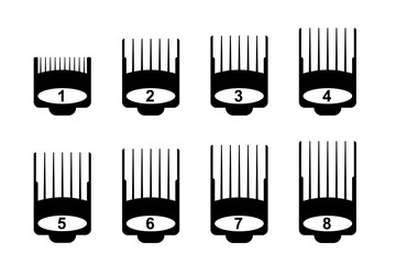 Hair clipper sizes chart silhouette icon. Clipart image isolated on white background
