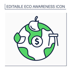 Minimalist lifestyle line icon. Rejection of modern civilization benefits. Eco friendly living conditions.Eco awareness concept. Isolated vector illustration. Editable stroke