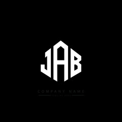 JAB letter logo design with polygon shape. JAB polygon logo monogram. JAB cube logo design. JAB hexagon vector logo template white and black colors. JAB monogram, JAB business and real estate logo. 