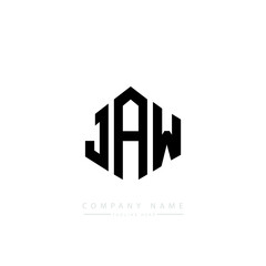 JAW letter logo design with polygon shape. JAW polygon logo monogram. JAW cube logo design. JAW hexagon vector logo template white and black colors. JAW monogram, JAW business and real estate logo. 
